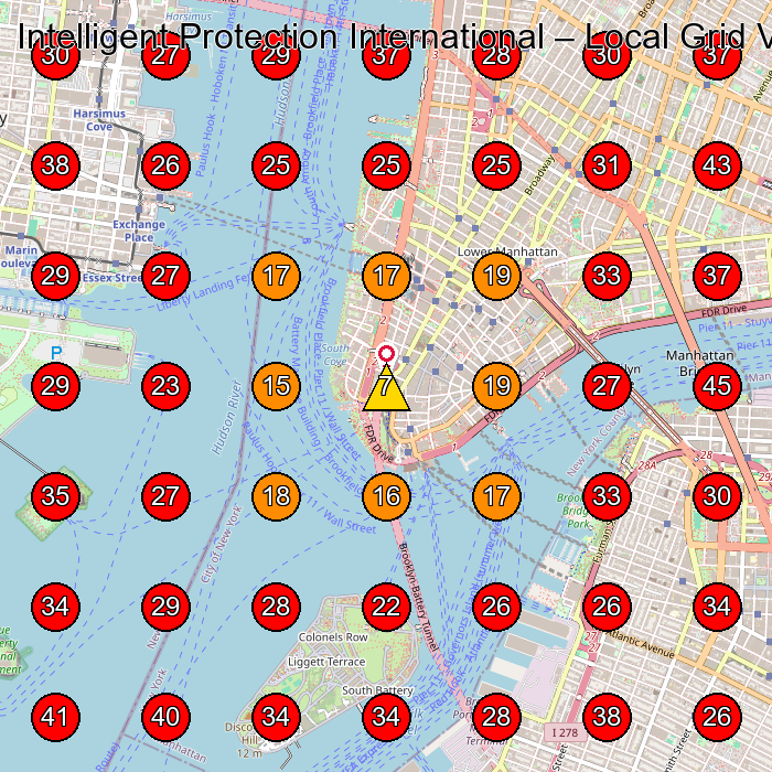 Intelligent Protection International GeoGrid visibility map for Janitorial Service in New York